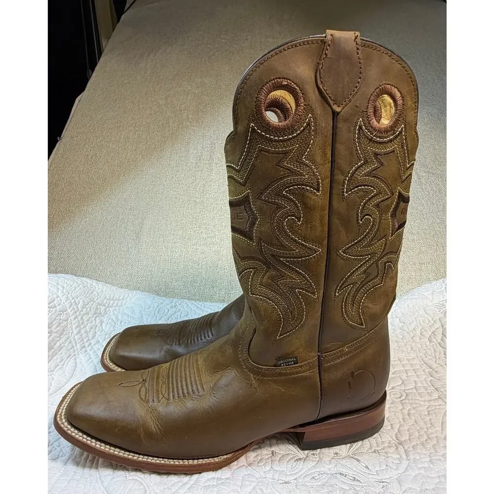 Reyme Men 11 Brown 046 Crazy Thing Square Toe Leather Western Cowboy Boots Shoes